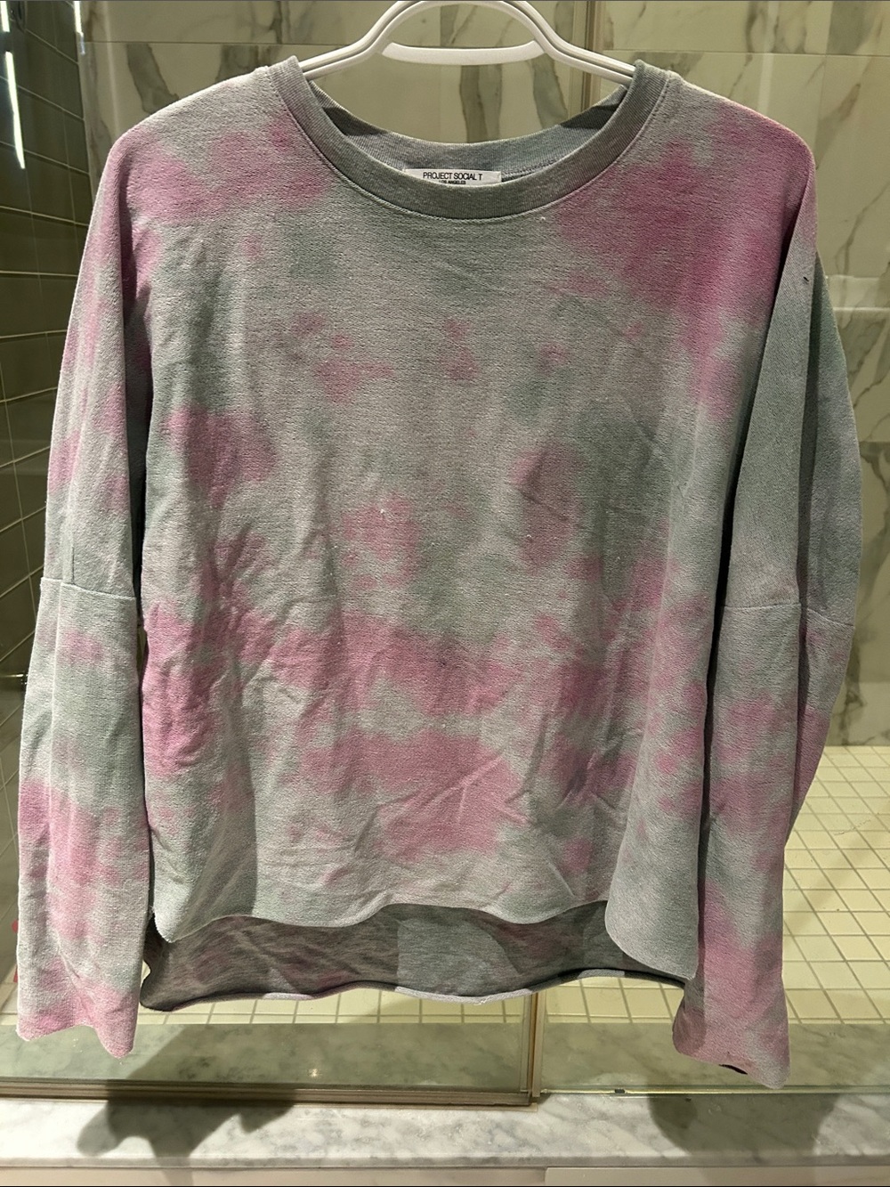 Project Social T Pink & Green Tie-Dye Crewneck Sweater